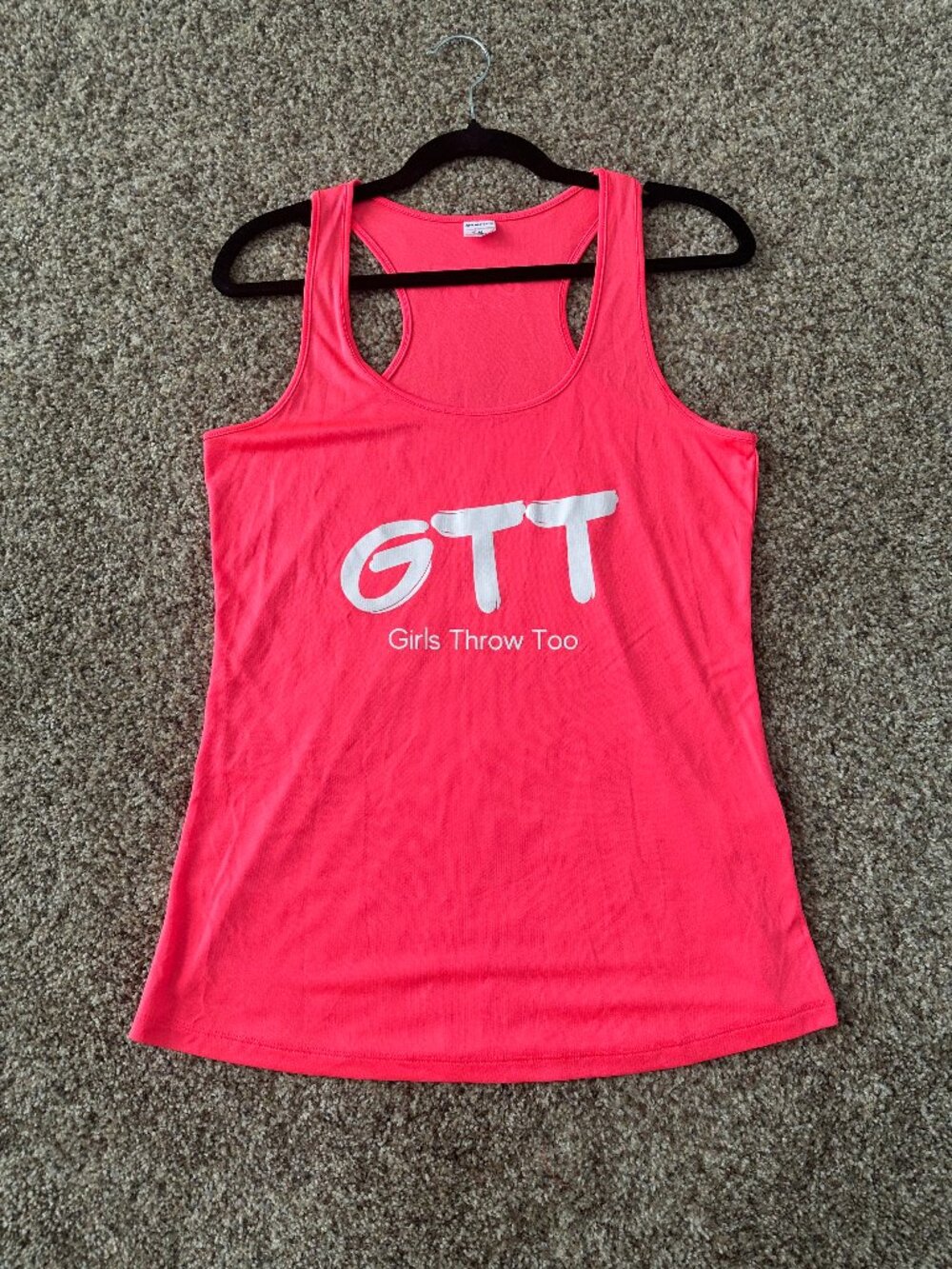 Girls Throw Too Racerback Tank Bright Coral Size Medium NWOT